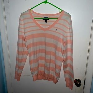 Tommy Hilfiger pink and white striped sweater